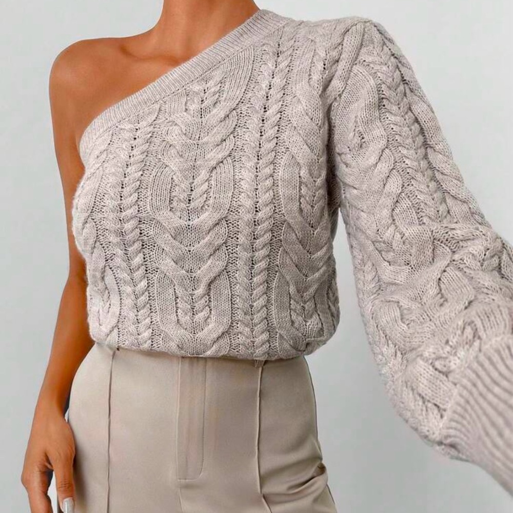 Rebellious Rose Off-the-Shoulder Sweater in Cream